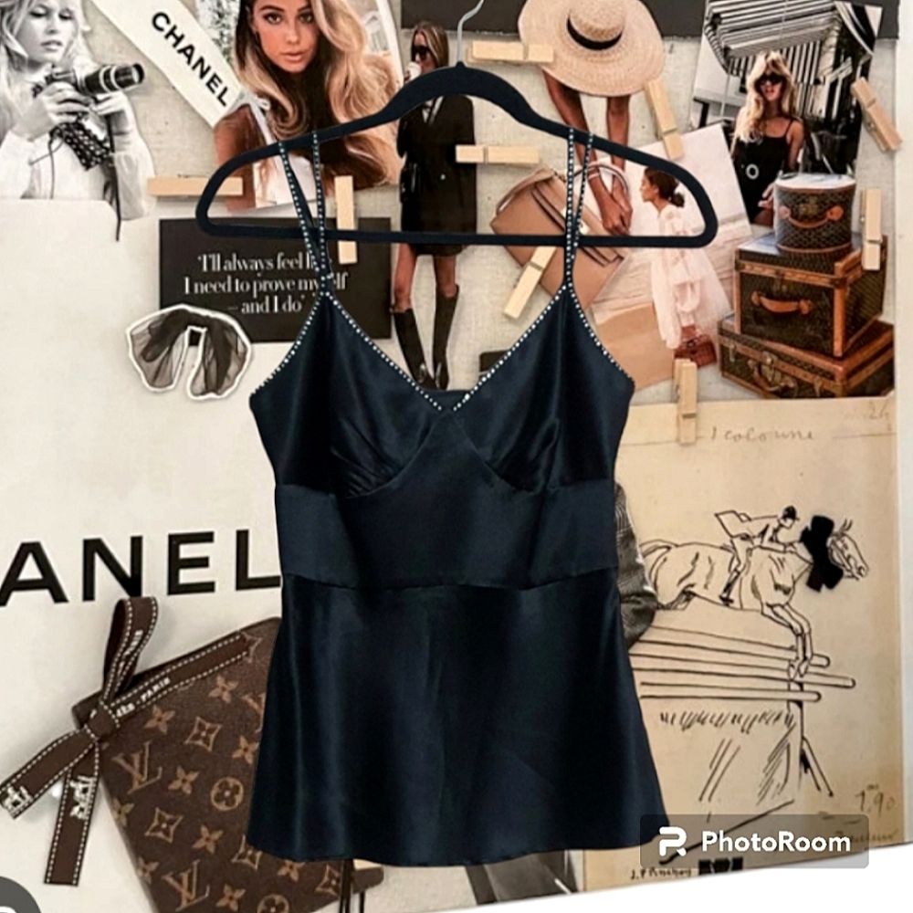 Express Vintage Black silk tank Y2K